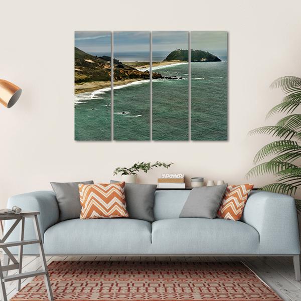 Pacific Ocean Big Sur California Canvas Wall Art-4 Horizontal-Gallery Wrap-34" x 24"-Tiaracle