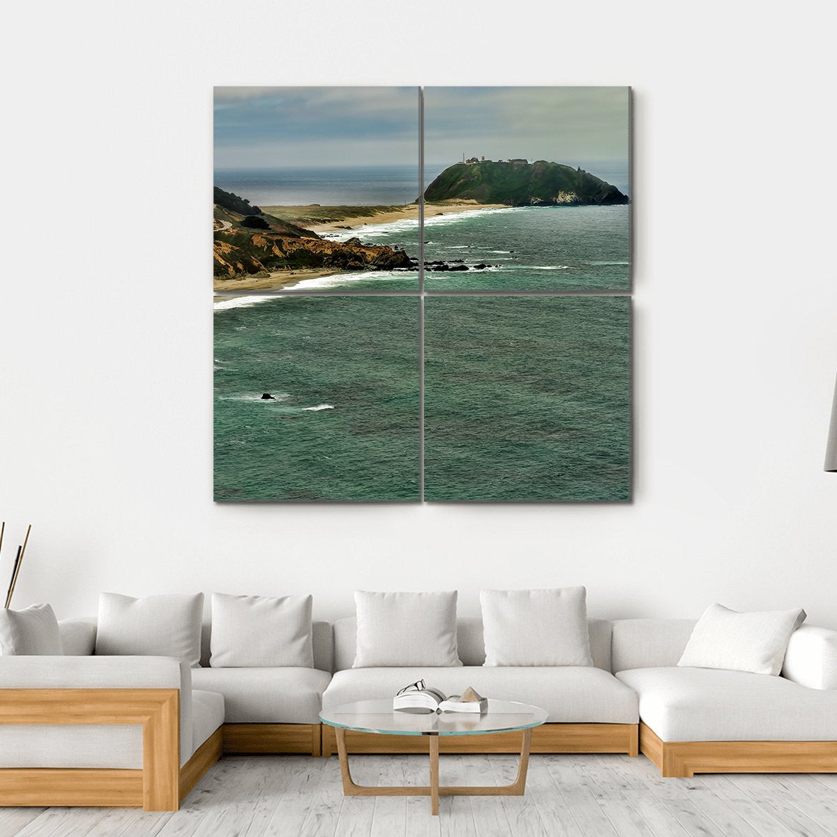 Pacific Ocean Big Sur California Canvas Wall Art-4 Square-Gallery Wrap-17" x 17"-Tiaracle