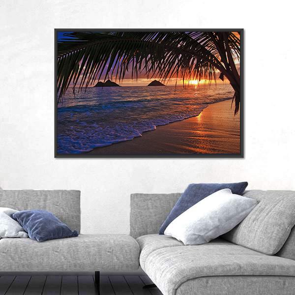 Pacific Sunrise At Lanikai Beach In Hawaii Canvas Wall Art-3 Horizontal-Gallery Wrap-25" x 16"-Tiaracle