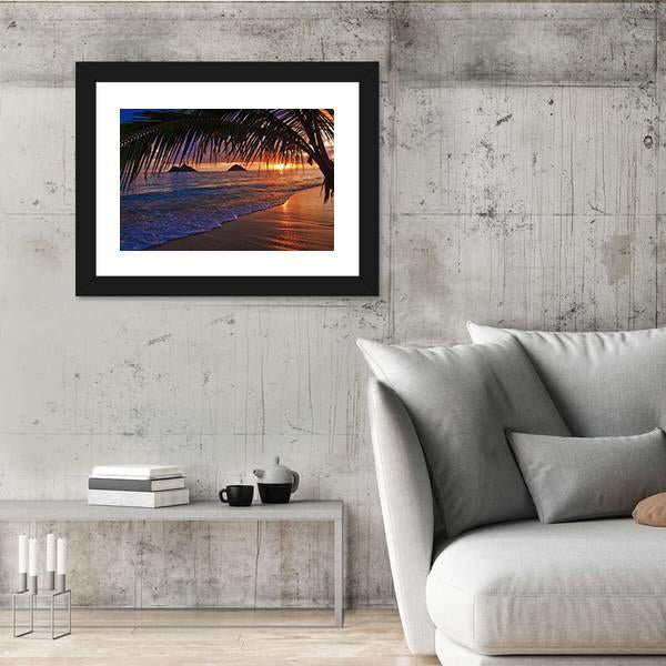 Pacific Sunrise At Lanikai Beach In Hawaii Canvas Wall Art-3 Horizontal-Gallery Wrap-25" x 16"-Tiaracle