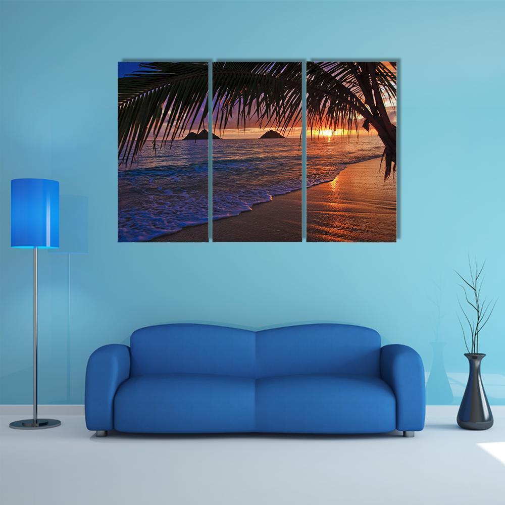 Pacific Sunrise At Lanikai Beach In Hawaii Canvas Wall Art-4 Pop-Gallery Wrap-50" x 32"-Tiaracle