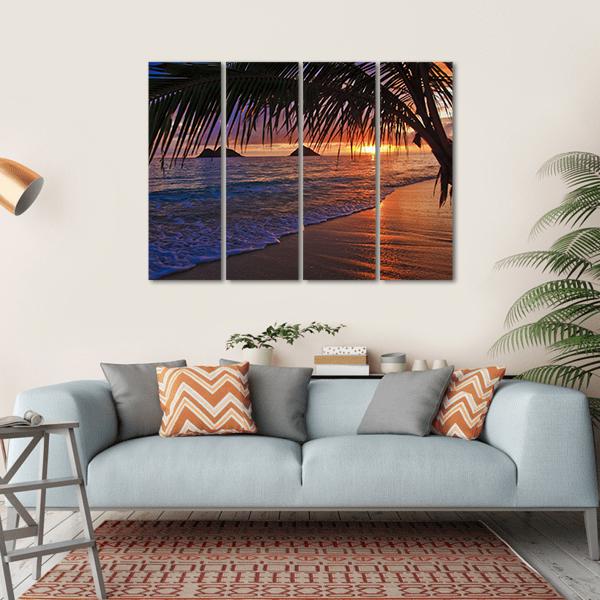 Pacific Sunrise At Lanikai Beach In Hawaii Canvas Wall Art-4 Horizontal-Gallery Wrap-34" x 24"-Tiaracle