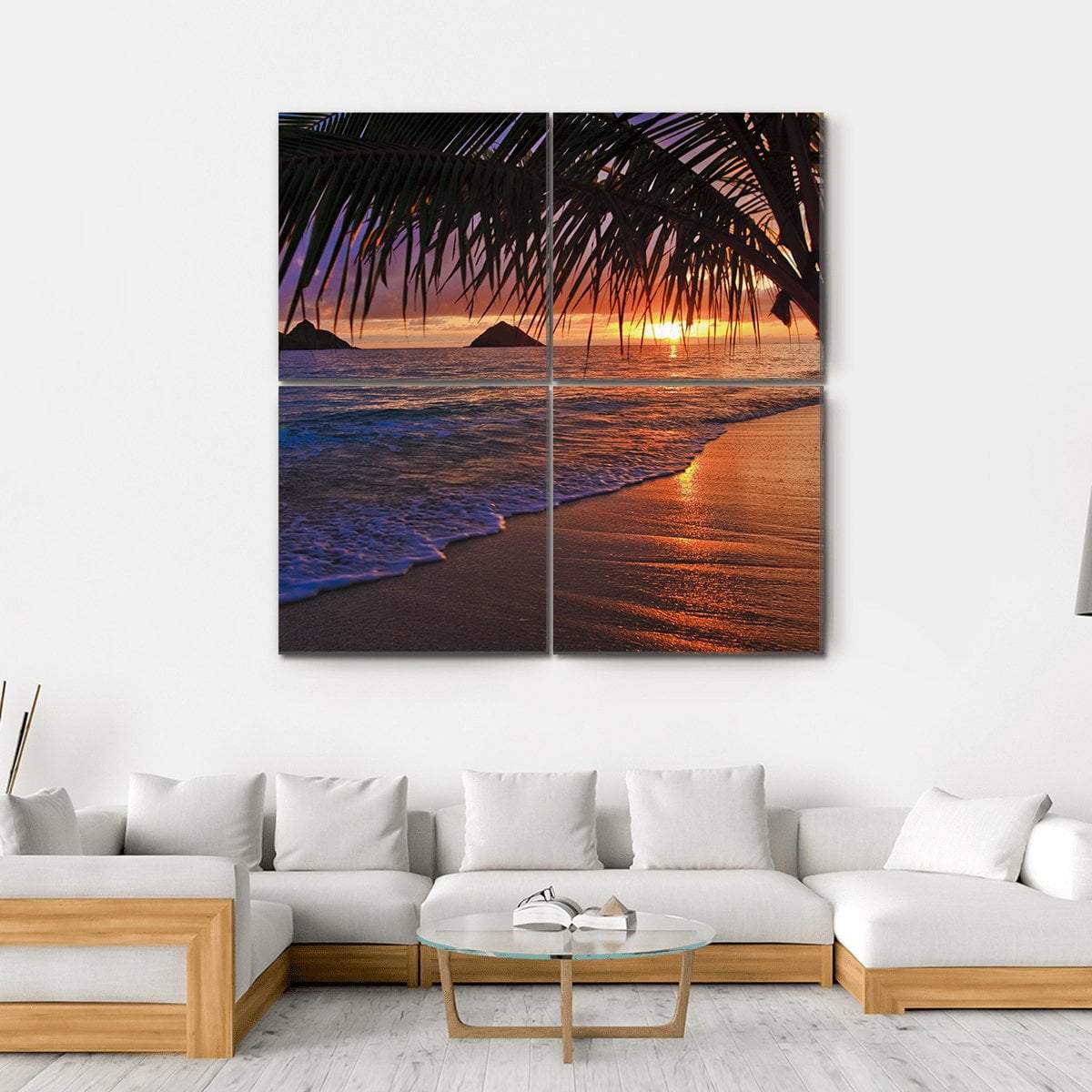 Pacific Sunrise At Lanikai Beach In Hawaii Canvas Wall Art-4 Square-Gallery Wrap-17" x 17"-Tiaracle
