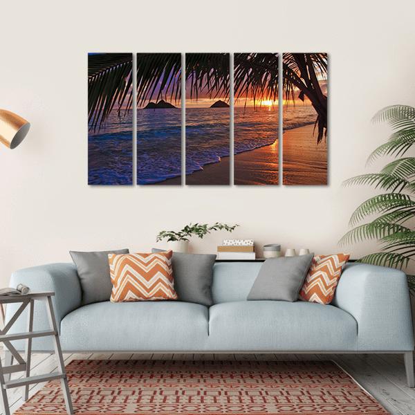 Pacific Sunrise At Lanikai Beach In Hawaii Canvas Wall Art-5 Horizontal-Gallery Wrap-22" x 12"-Tiaracle