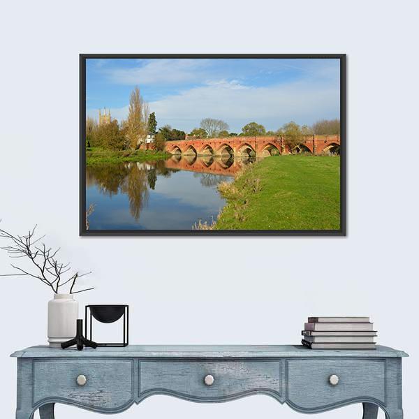 Packhorse Bridge At Great Barford Canvas Wall Art-1 Piece-Floating Frame-24" x 16"-Tiaracle