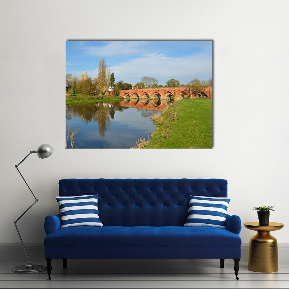 Packhorse Bridge At Great Barford Canvas Wall Art-4 Horizontal-Gallery Wrap-34" x 24"-Tiaracle