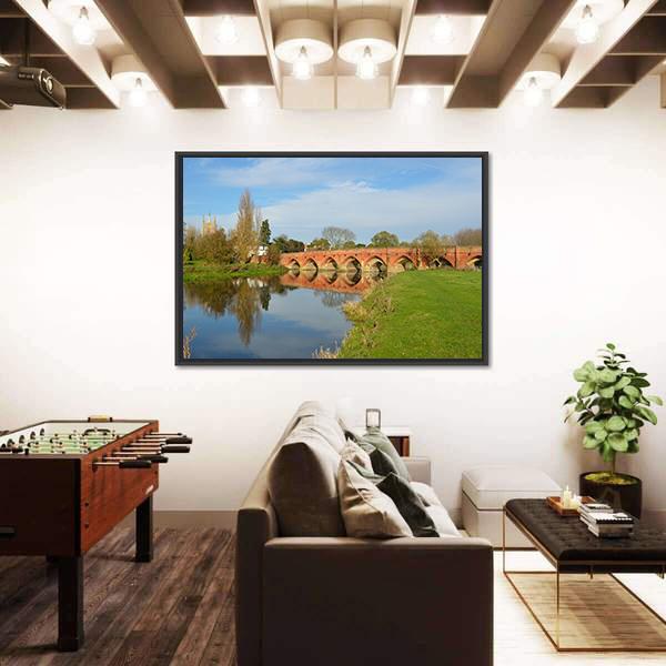 Packhorse Bridge At Great Barford Canvas Wall Art-3 Horizontal-Gallery Wrap-25" x 16"-Tiaracle