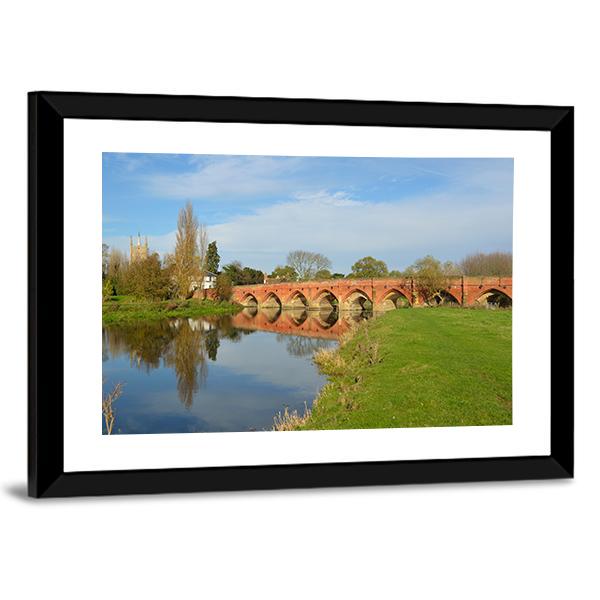 Packhorse Bridge At Great Barford Canvas Wall Art-3 Horizontal-Gallery Wrap-25" x 16"-Tiaracle