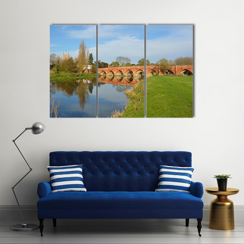 Packhorse Bridge At Great Barford Canvas Wall Art-3 Horizontal-Gallery Wrap-37" x 24"-Tiaracle