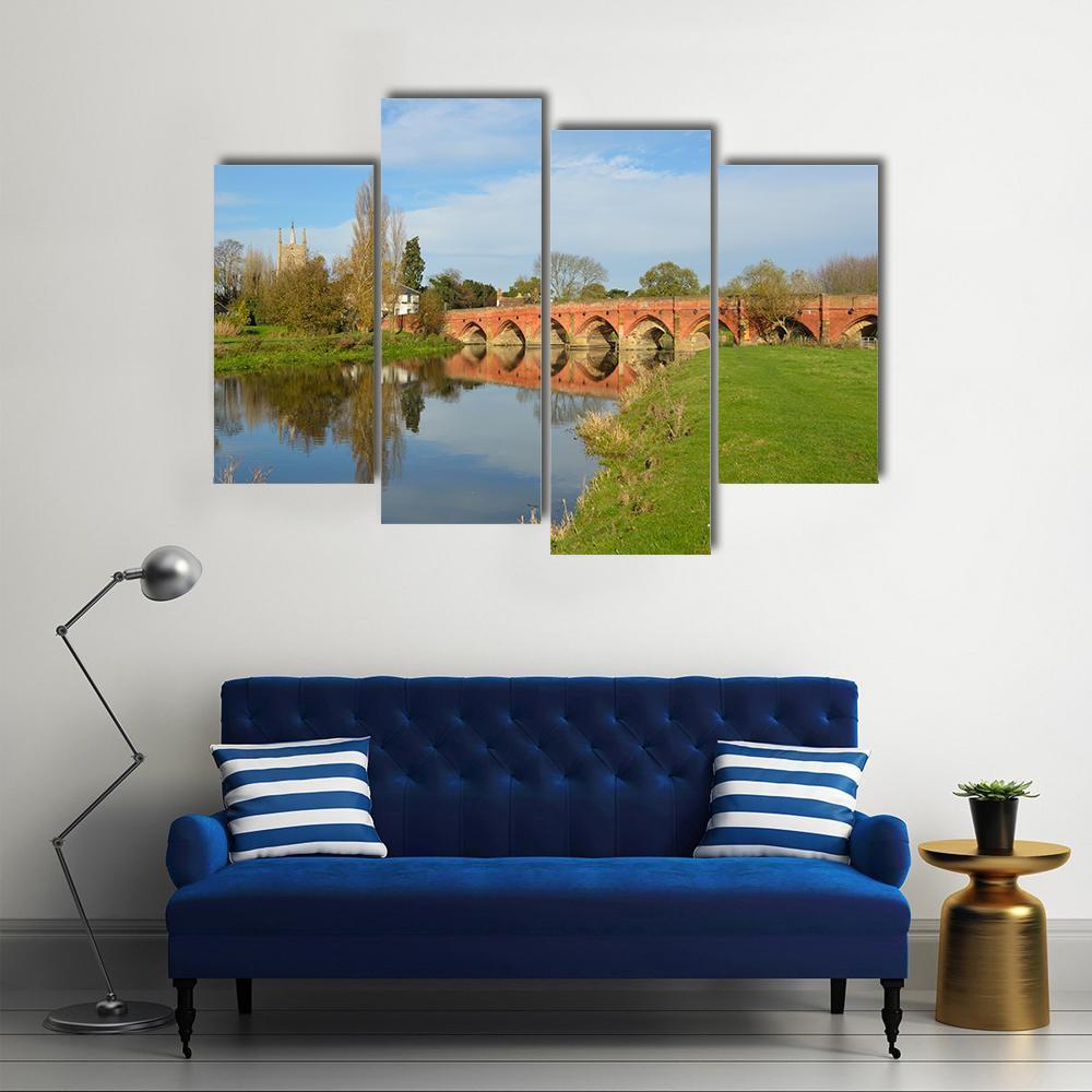 Packhorse Bridge At Great Barford Canvas Wall Art-4 Pop-Gallery Wrap-50" x 32"-Tiaracle