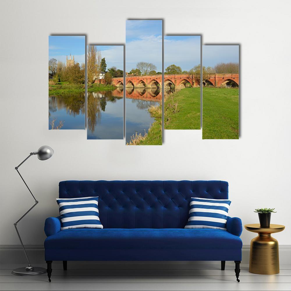 Packhorse Bridge At Great Barford Canvas Wall Art-5 Pop-Gallery Wrap-47" x 32"-Tiaracle