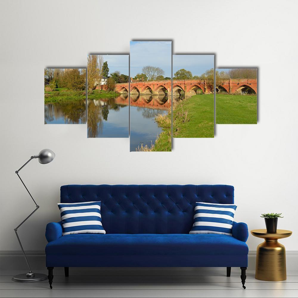 Packhorse Bridge At Great Barford Canvas Wall Art-5 Star-Gallery Wrap-62" x 32"-Tiaracle