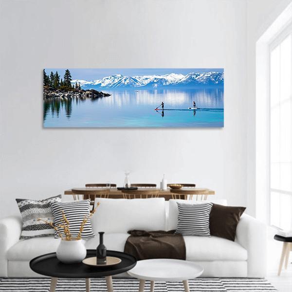 Paddle Boarding Panoramic Canvas Wall Art-1 Piece-36" x 12"-Tiaracle