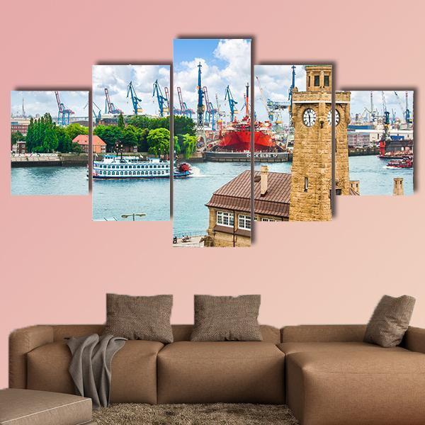 Paddle Steamer On Elbe river Canvas Wall Art-5 Star-Gallery Wrap-62" x 32"-Tiaracle
