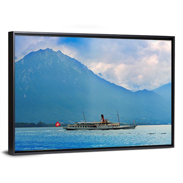 Paddle Steamer Ship Canvas Wall Art-3 Horizontal-Gallery Wrap-25" x 16"-Tiaracle