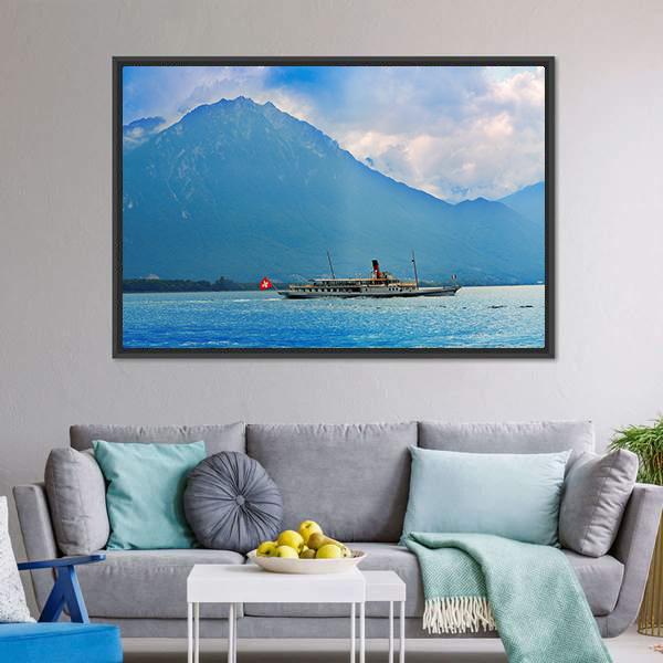 Paddle Steamer Ship Canvas Wall Art-3 Horizontal-Gallery Wrap-25" x 16"-Tiaracle