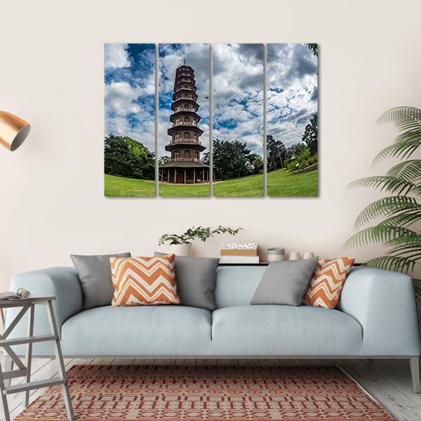 Pagoda In Kew Gardens Canvas Wall Art-1 Piece-Gallery Wrap-36" x 24"-Tiaracle
