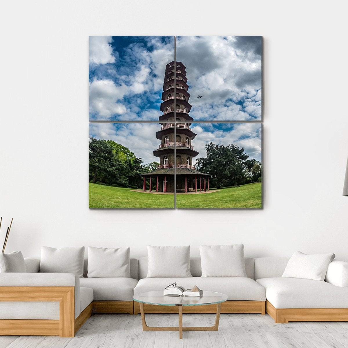 Pagoda In Kew Gardens Canvas Wall Art-4 Square-Gallery Wrap-17" x 17"-Tiaracle