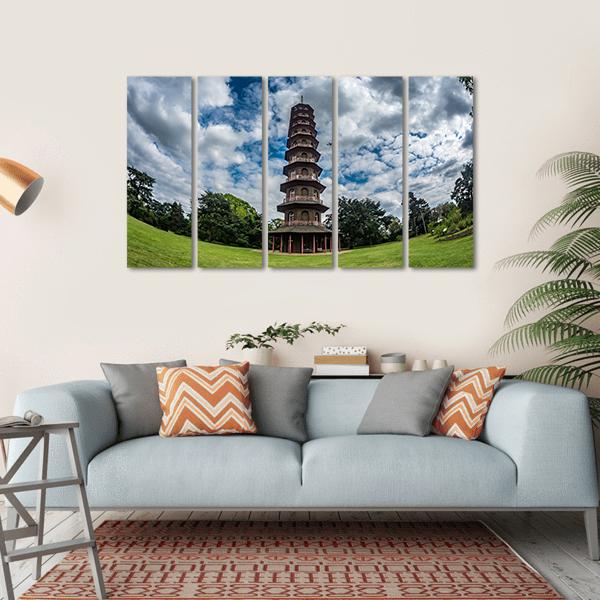 Pagoda In Kew Gardens Canvas Wall Art-5 Horizontal-Gallery Wrap-22" x 12"-Tiaracle