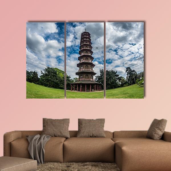 Pagoda In Kew Gardens Canvas Wall Art-3 Horizontal-Gallery Wrap-37" x 24"-Tiaracle