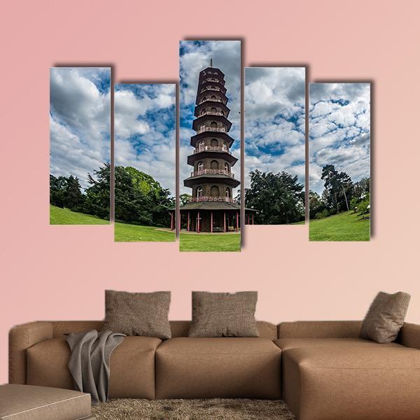 Pagoda In Kew Gardens Canvas Wall Art-5 Pop-Gallery Wrap-47" x 32"-Tiaracle