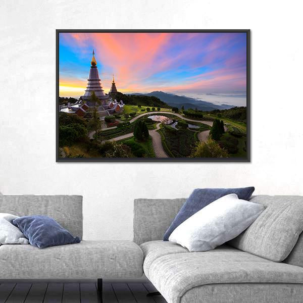 Pagoda Nabhapolbhumisir Thailand Canvas Wall Art-1 Piece-Floating Frame-24" x 16"-Tiaracle