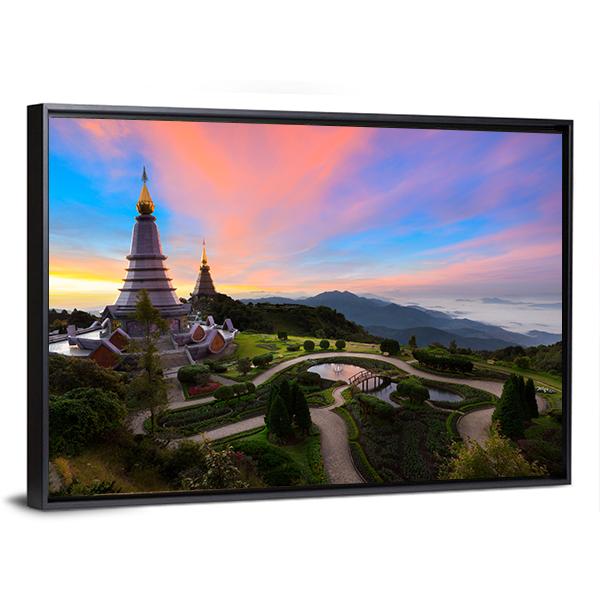 Pagoda Nabhapolbhumisir Thailand Canvas Wall Art-3 Horizontal-Gallery Wrap-25" x 16"-Tiaracle