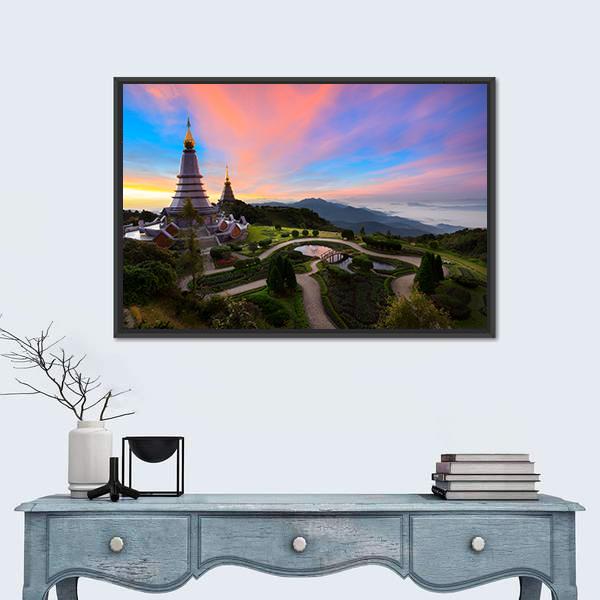 Pagoda Nabhapolbhumisir Thailand Canvas Wall Art-3 Horizontal-Gallery Wrap-25" x 16"-Tiaracle