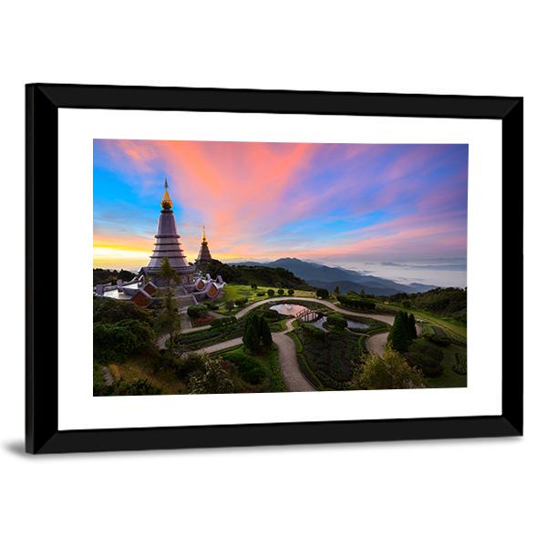 Pagoda Nabhapolbhumisir Thailand Canvas Wall Art-3 Horizontal-Gallery Wrap-25" x 16"-Tiaracle
