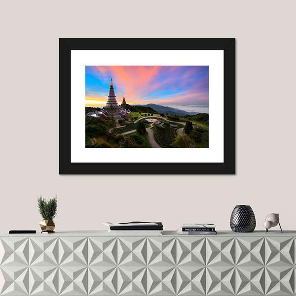 Pagoda Nabhapolbhumisir Thailand Canvas Wall Art-3 Horizontal-Gallery Wrap-25" x 16"-Tiaracle
