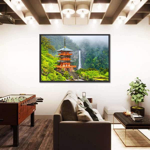 Pagoda Of Seigantoji Canvas Wall Art-1 Piece-Floating Frame-24" x 16"-Tiaracle