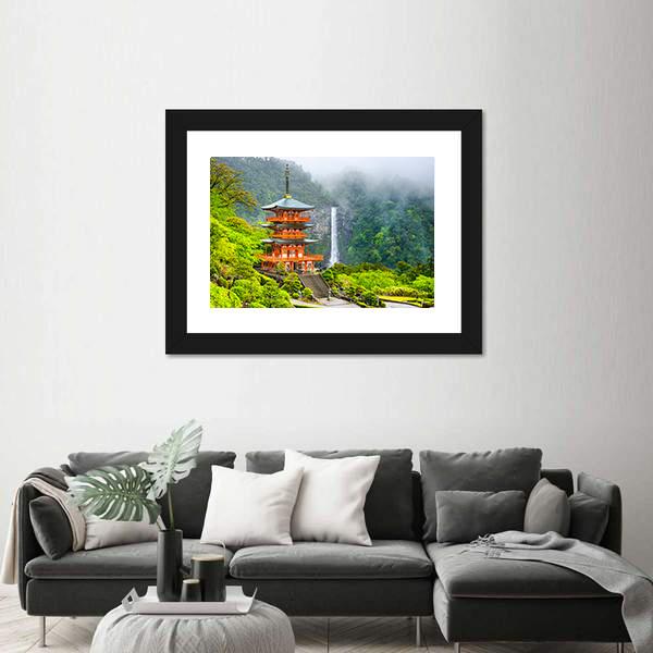 Pagoda Of Seigantoji Canvas Wall Art-1 Piece-Framed Print-20" x 16"-Tiaracle
