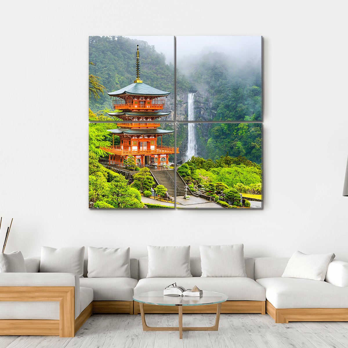 Pagoda Of Seigantoji Canvas Wall Art-4 Square-Gallery Wrap-17" x 17"-Tiaracle