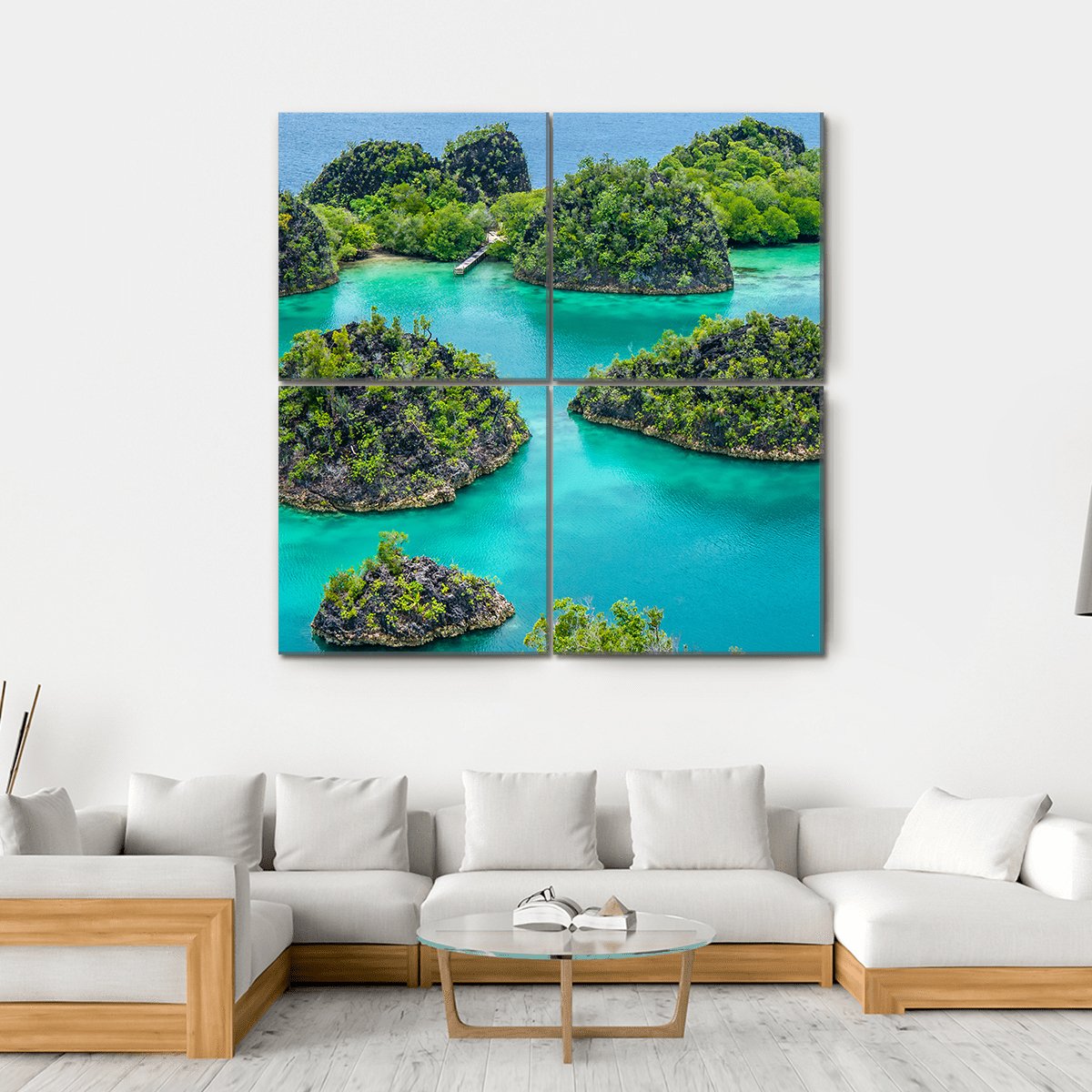 Painemo Island In Indonesia Canvas Wall Art-4 Square-Gallery Wrap-17" x 17"-Tiaracle