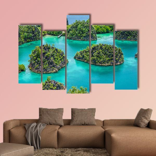 Painemo Island In Indonesia Canvas Wall Art-5 Pop-Gallery Wrap-47" x 32"-Tiaracle