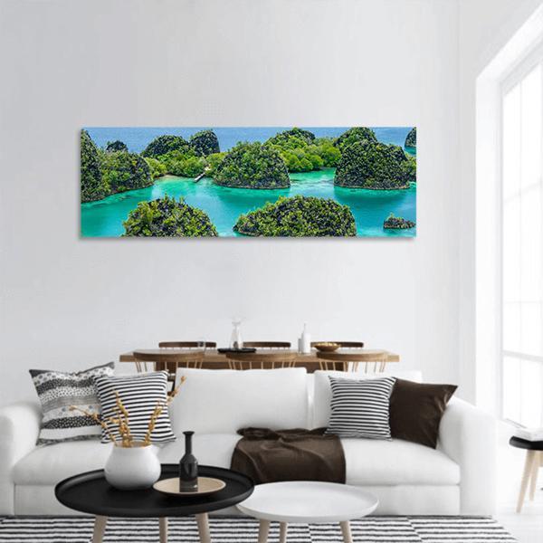 Painemo Island In Indonesia Panoramic Canvas Wall Art-1 Piece-36" x 12"-Tiaracle
