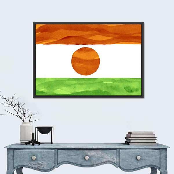 Painted Flag Of Niger Canvas Wall Art-1 Piece-Floating Frame-24" x 16"-Tiaracle