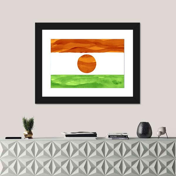 Painted Flag Of Niger Canvas Wall Art-1 Piece-Framed Print-20" x 16"-Tiaracle