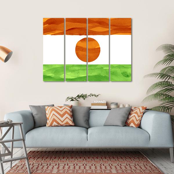 Painted Flag Of Niger Canvas Wall Art-4 Horizontal-Gallery Wrap-34" x 24"-Tiaracle