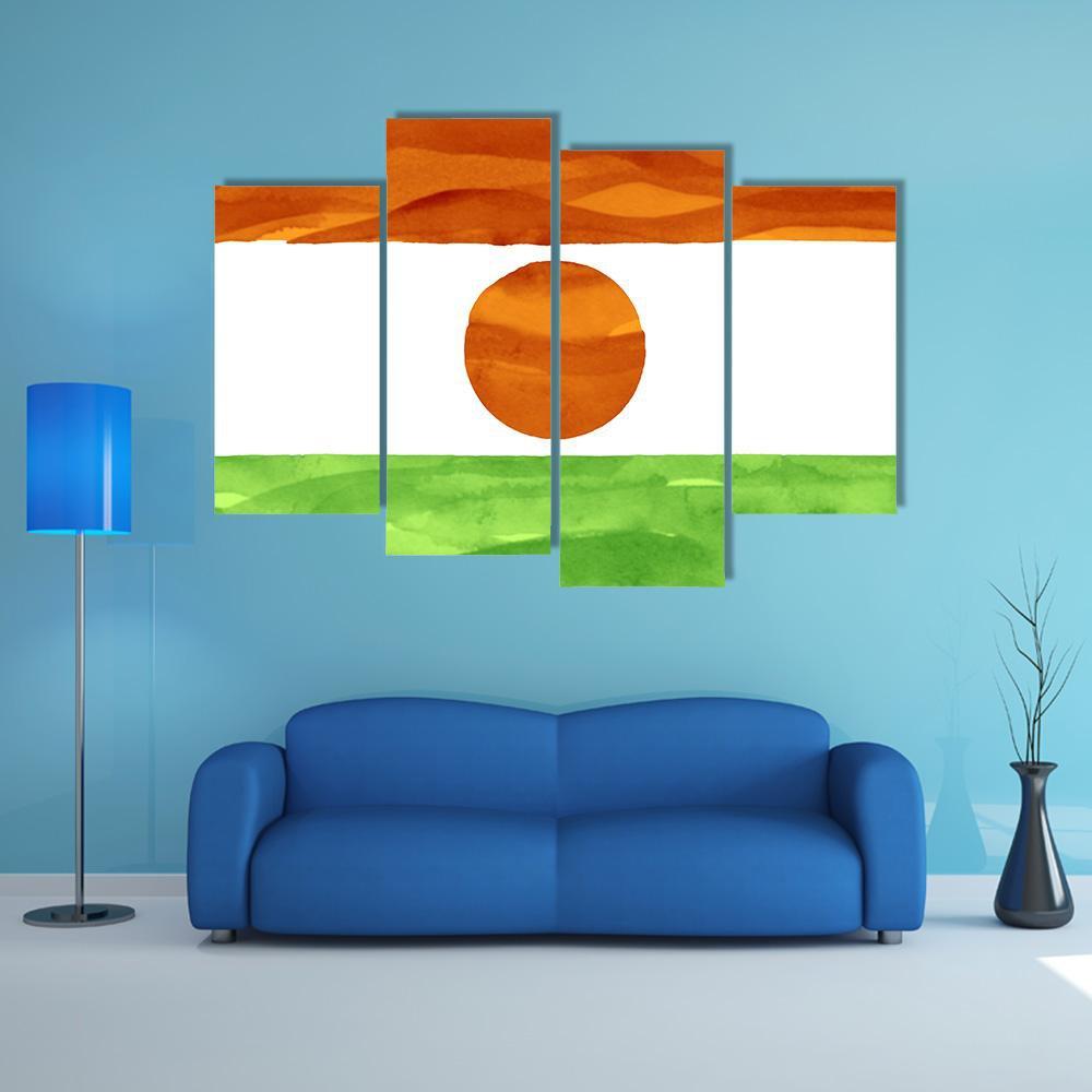 Painted Flag Of Niger Canvas Wall Art-4 Pop-Gallery Wrap-50" x 32"-Tiaracle