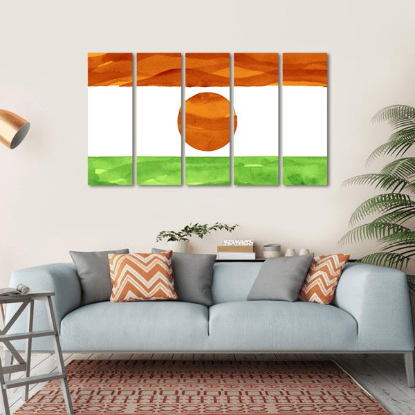 Painted Flag Of Niger Canvas Wall Art-5 Horizontal-Gallery Wrap-22" x 12"-Tiaracle