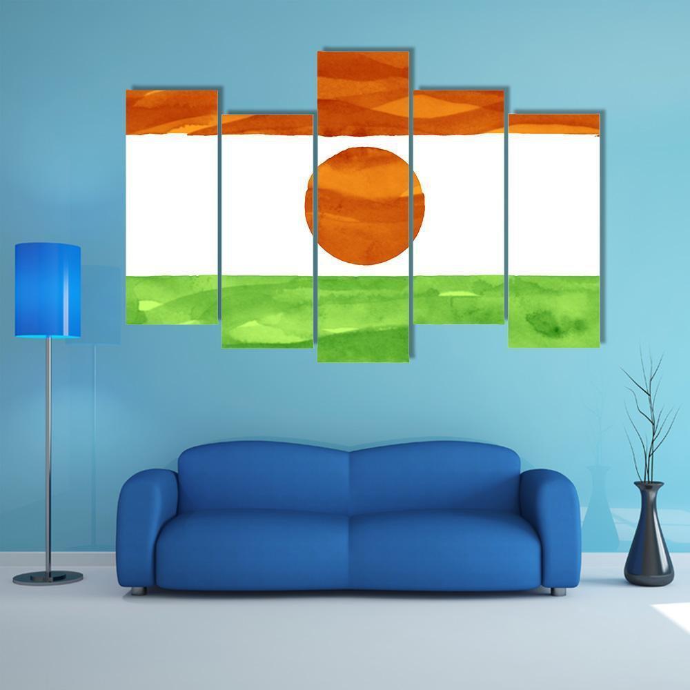 Painted Flag Of Niger Canvas Wall Art-5 Pop-Gallery Wrap-47" x 32"-Tiaracle