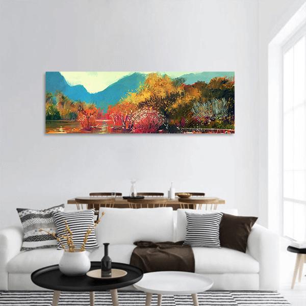 Autumn Forest Panoramic Canvas Wall Art-1 Piece-36" x 12"-Tiaracle