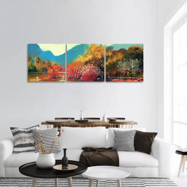 Autumn Forest Panoramic Canvas Wall Art-1 Piece-36" x 12"-Tiaracle