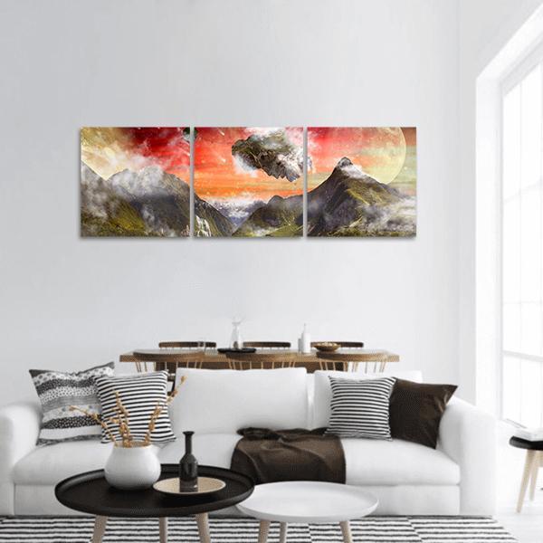 Fantasy Land Panoramic Canvas Wall Art-3 Piece-25" x 08"-Tiaracle