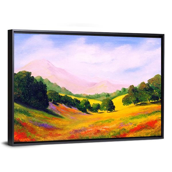 Painting Of Landscape Canvas Wall Art-3 Horizontal-Gallery Wrap-25" x 16"-Tiaracle
