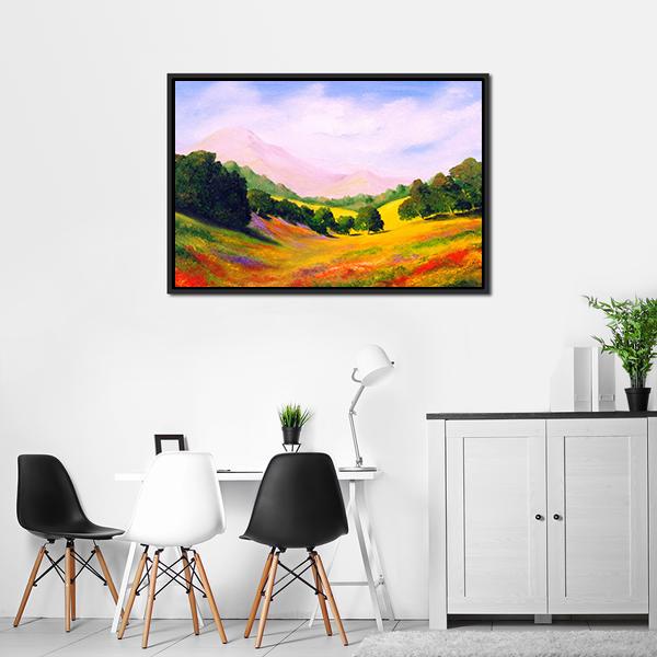Painting Of Landscape Canvas Wall Art-3 Horizontal-Gallery Wrap-25" x 16"-Tiaracle
