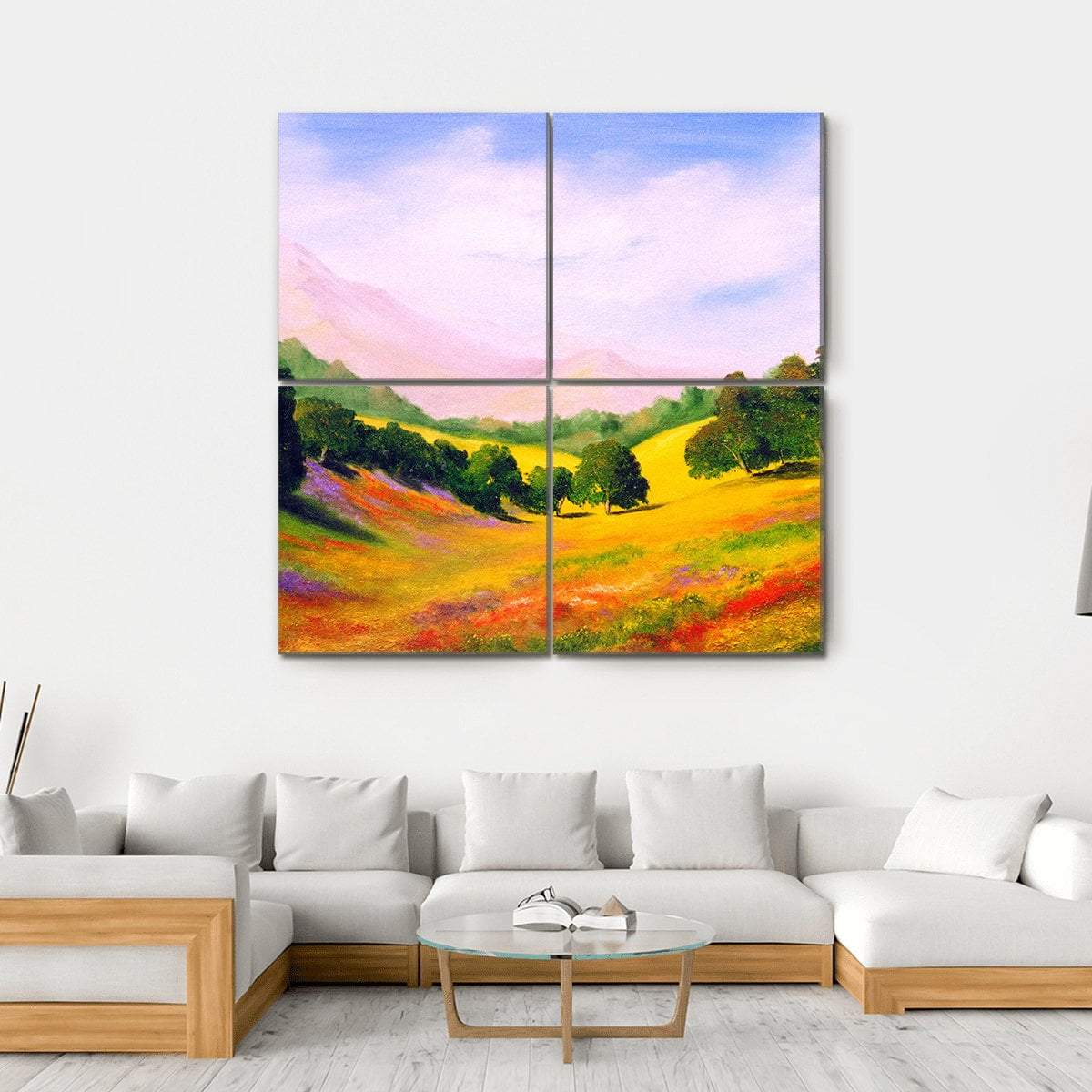 Painting Of Landscape Canvas Wall Art-4 Square-Gallery Wrap-17" x 17"-Tiaracle