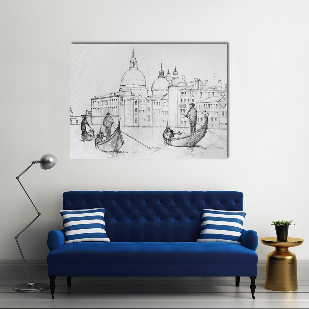 Painting Of Venice Italy Canvas Wall Art-4 Pop-Gallery Wrap-50" x 32"-Tiaracle