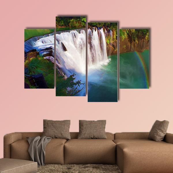 Painting Style Of Shifen Waterfall In Taiwan Canvas Wall Art-4 Pop-Gallery Wrap-50" x 32"-Tiaracle